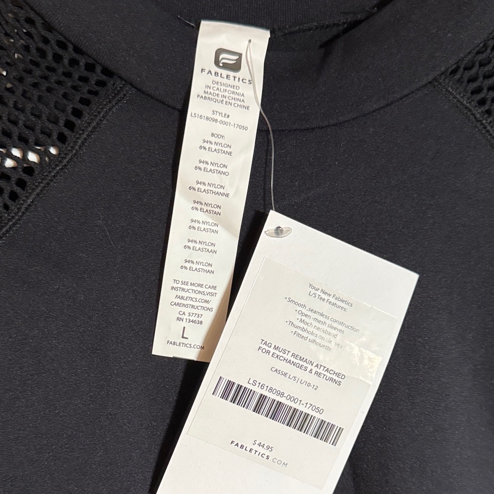 Fabletics Black Mesh Detail Top - Picture 2 of 4